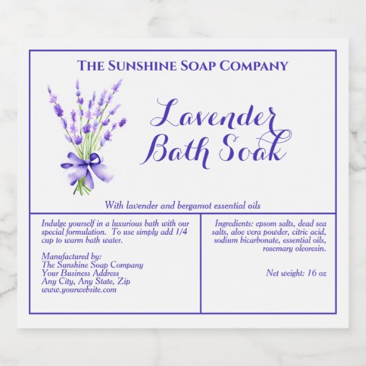 Wit Lavendel Waterdicht Bad Week Pouch Label Sparkling Wijnetiket (Enkel label)