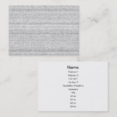 Wit lawaai. Zwarte en witte sneeuwgrijs. Visitekaartje (Voorkant / Achterkant)