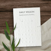 WIT LEATHER TEXTURE KETTING EARRING DISPLAY VISITEKAARTJE