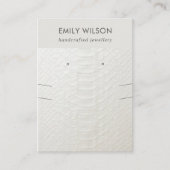 WIT LEATHER TEXTURE KETTING EARRING DISPLAY VISITEKAARTJE (Voorkant)