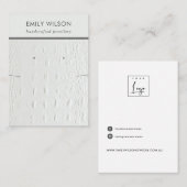 WIT LEATHER TEXTURE KETTING EARRING DISPLAY VISITEKAARTJE (Voorkant / Achterkant)