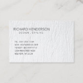 Wit leder Eenvoudig geometrisch minimaal modern Visitekaartje (Achterkant)