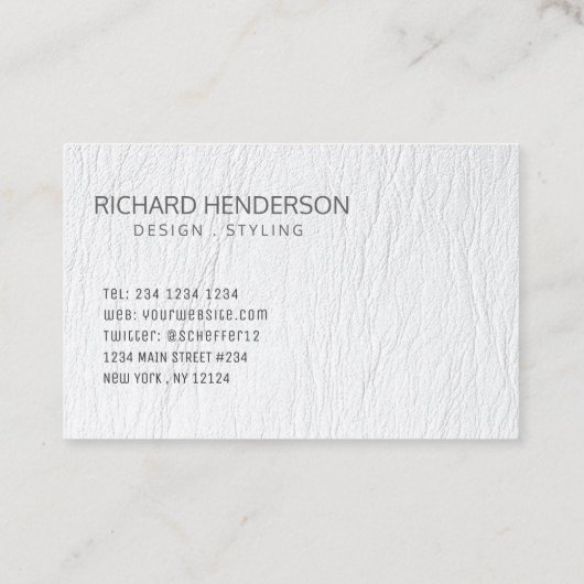 Wit leder Eenvoudig geometrisch minimaal modern Visitekaartje (Achterkant)