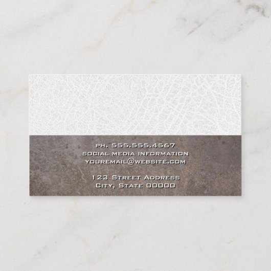 Wit leder | Metaal | Kleurboek Visitekaartje (Achterkant)