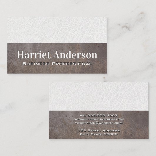 Wit leder | Metaal | Kleurboek Visitekaartje (Voorkant / Achterkant)