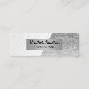 Wit leder Natuurlijke lijnen Kleurblok Mini Visitekaartje