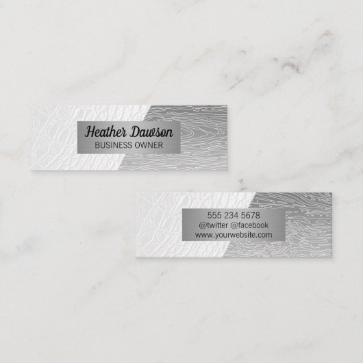 Wit leder | Natuurlijke lijnen | Kleurblok Mini Visitekaartje (Voorkant / Achterkant)