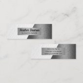 Wit leder | Silver Glitter Design Block Mini Visitekaartje (Voorkant / Achterkant)