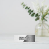 Wit leder | Silver Glitter Design Block Mini Visitekaartje (Staand voorkant)