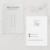 WIT-LEDER TEXTURE HAIR CLIP DISPLAY-KAART VISITEKAARTJE (Voorkant / Achterkant)