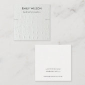 WIT-LEDER TEXTURE KETTING BRACELET WEERGEVEN VIERKANTE VISITEKAARTJE (Voorkant / Achterkant)