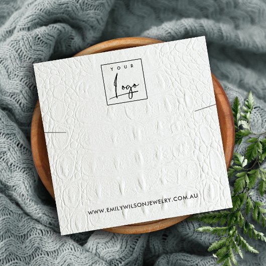 WIT-LEDER TEXTURE KETTING BRACELET WEERGEVEN VIERKANTE VISITEKAARTJE