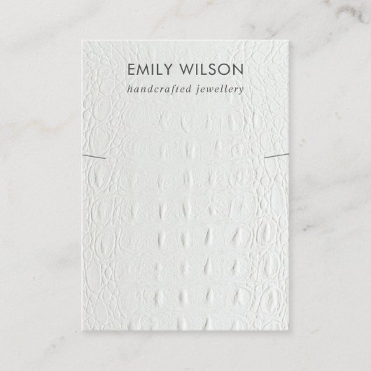 WIT-LEDER TEXTURE KETTING BRACELET WEERGEVEN VISITEKAARTJE (Voorkant)