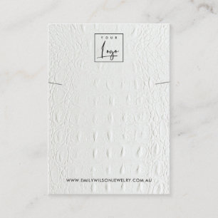 WIT-LEDER TEXTURE KETTING BRACELET WEERGEVEN VISITEKAARTJE