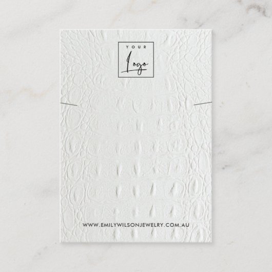 WIT-LEDER TEXTURE KETTING BRACELET WEERGEVEN VISITEKAARTJE (Voorkant)