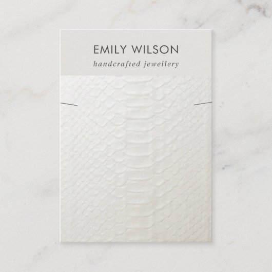 WIT-LEDER TEXTURE KETTING BRACELET WEERGEVEN VISITEKAARTJE (Voorkant)