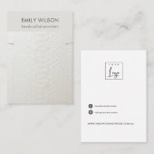 WIT-LEDER TEXTURE KETTING BRACELET WEERGEVEN VISITEKAARTJE (Voorkant / Achterkant)