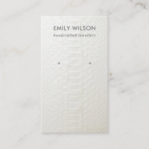 WIT-LEDER TEXTURE STUD EARRING DISPLAY-KAART VISITEKAARTJE