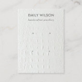 WIT-LEDER TEXTUUR 2 STUD EARRING DISPLAY VISITEKAARTJE (Voorkant)