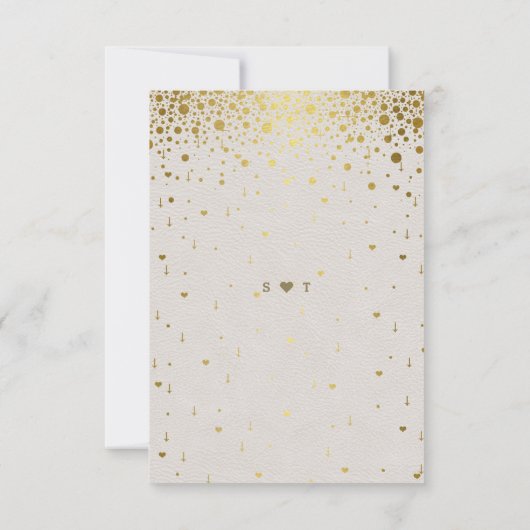 Wit Lederen Goud Confetti Song Aanvraag Bruiloft RSVP Kaartje (Achterkant)