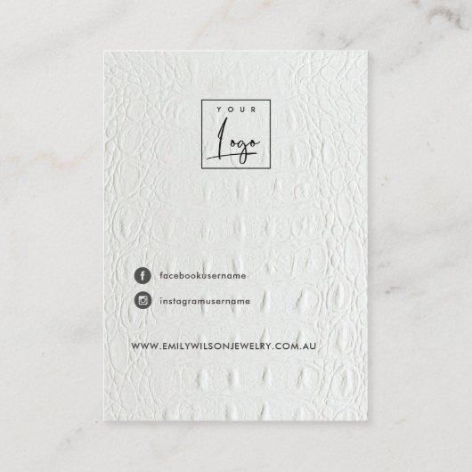 Wit lederen textuur Blank sieraden display Visitekaartje (Achterkant)