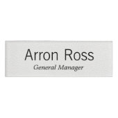 Wit lederen werknemer Magnetic Name Tag (Voorkant)