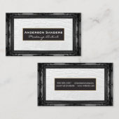 Wit leer | Antieke zwarte rand Visitekaartje (Voorkant / Achterkant)