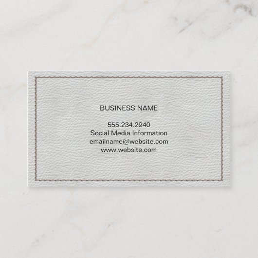 wit leer | gestikt visitekaartje (Achterkant)