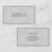 wit leer | gestikt visitekaartje (Voorkant / Achterkant)