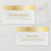 Wit leer | Goud textuurpatroon Visitekaartje (Voorkant / Achterkant)