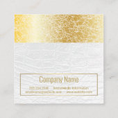 Wit leer | Luxe goud textuur Vierkante Visitekaartje (Achterkant)