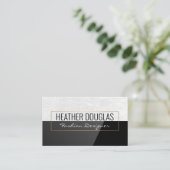 Wit leer | Zwart hoogglans Visitekaartje (Staand voorkant)