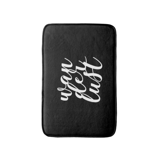 Wit lettertype Wanderlust Badmat (Voorkant Verticaal)