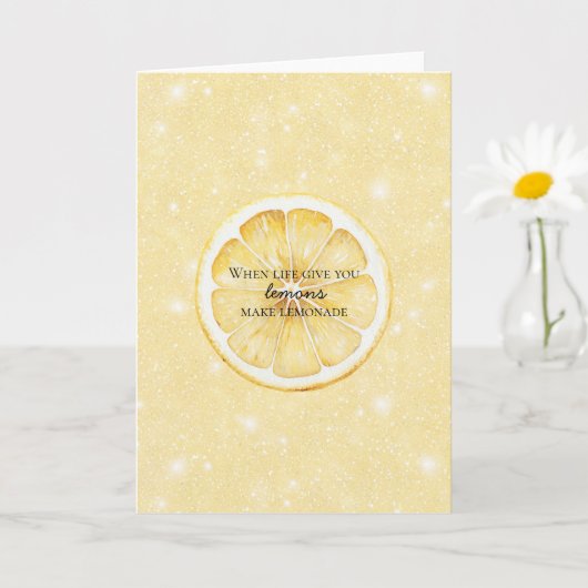 Wit Leven Geeft Je Citroenen Quote Glitter Kaart (Kleine Plant)