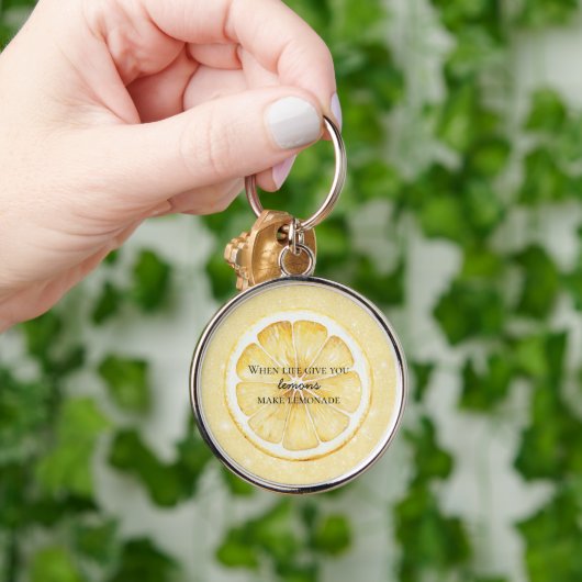 Wit Leven Geeft Je Citroenen Quote Glitter Sleutelhanger (Hand)