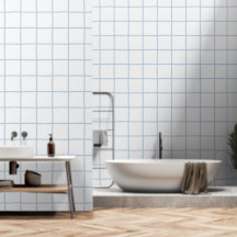 Wit Licht Blau Geruit Scandi Minimalistisch