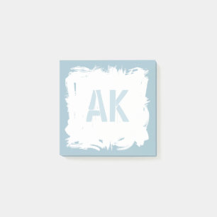 Wit licht blauw penseelstreken Cool Monogram Post-it® Notes