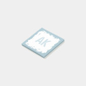 Wit licht blauw penseelstreken Cool Monogram Post-it® Notes (Schuin)