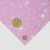 Wit Licht Goud Roze Glitter Polka Dots Kerstmis Tissuepapier (Detail)