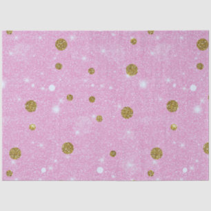 Wit Licht Goud Roze Glitter Polka Dots Kerstmis Tissuepapier