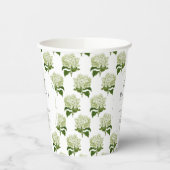 Wit Licht Groen Hydrangea Patroon Oh Baby shower Papieren Bekers (Links)