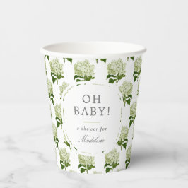 Wit Licht Groen Hydrangea Patroon Oh Baby shower Papieren Bekers