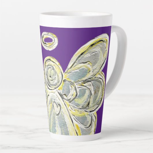 Wit Licht Guardian Angel Custom Latte Mok Cup (Rechterhoek)