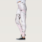 Wit Licht Roze & Grijs Marmeren Swirls Leggings (Links)