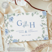 Wit Licht Zachte Paste Blauwe Bloemen Bloemen Huwe Gastenboek