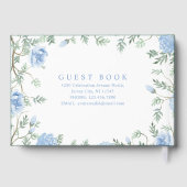 Wit Licht Zachte Paste Blauwe Bloemen Bloemen Huwe Gastenboek (Achterkant)
