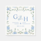 Wit Licht Zachte Paste Blauwe Bloemen Bloemen Huwe Servet (Voorkant)