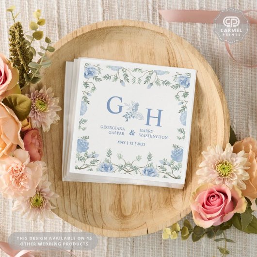 Wit Licht Zachte Paste Blauwe Bloemen Bloemen Huwe Servet