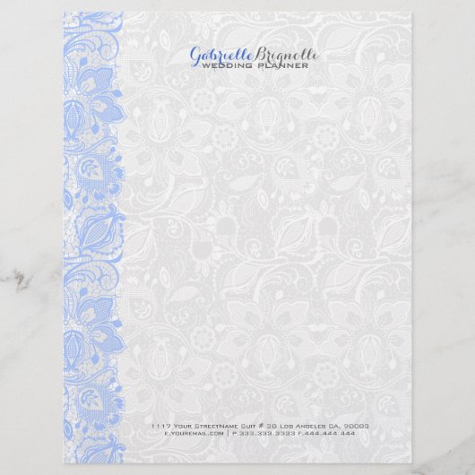 Wit & lichtblauw bloemenkant persoonlijk briefhoofd (Voorkant)