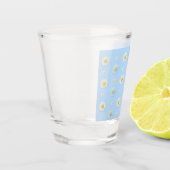 Wit & lichtblauw madeliefjespatroon shot glas (Links)